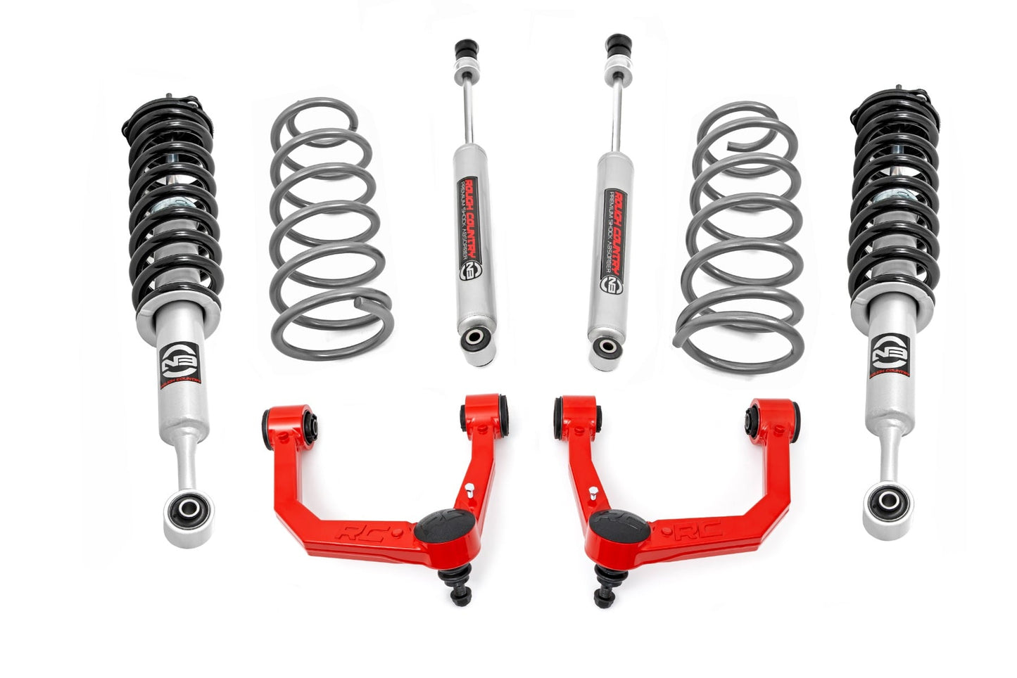 3 Inch Lift Kit Upper Control Arms RR Coils N3 Struts Red Toyota 4Runner (10-24) Rough Country