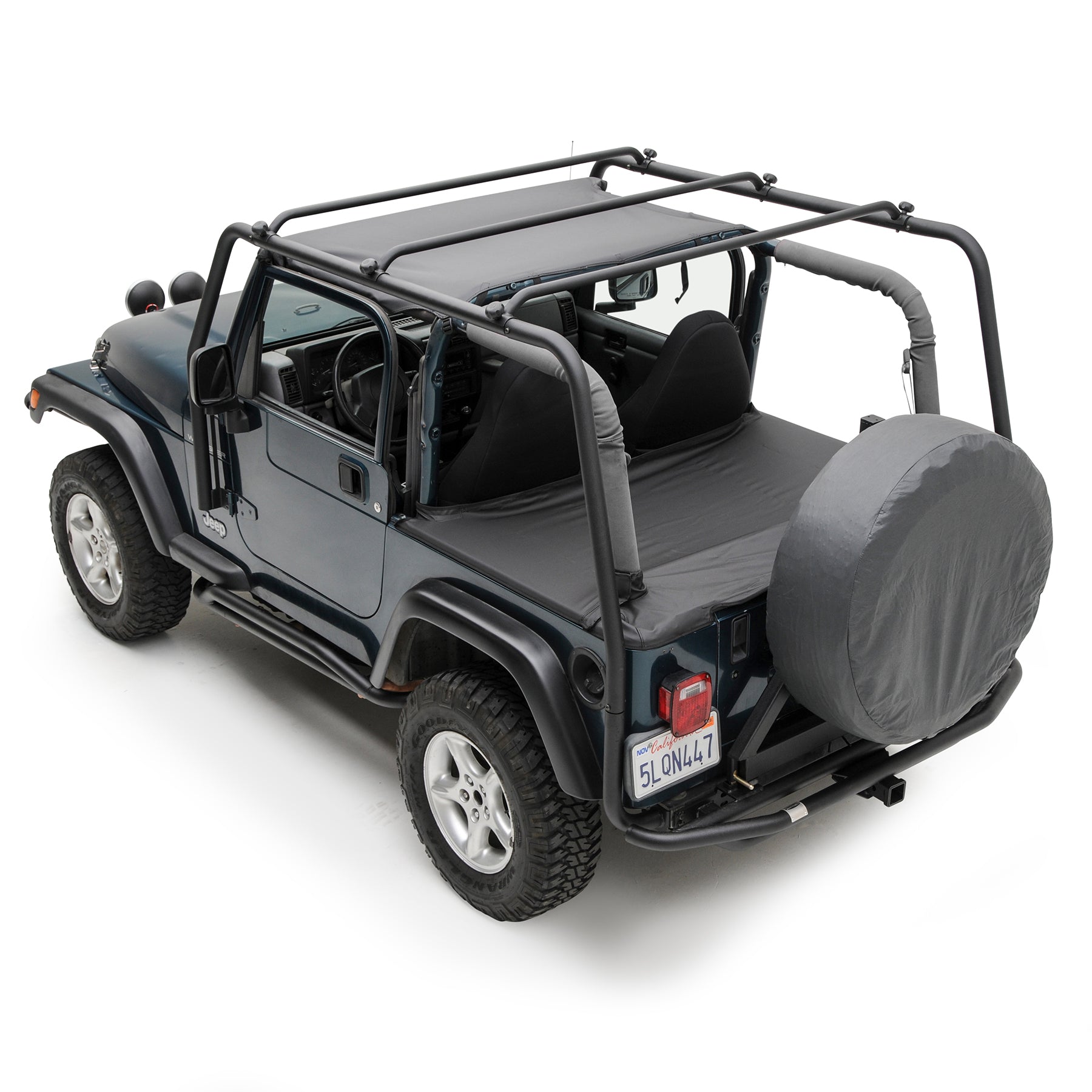 SRC Roof Rack 300 Lb Rating 97-06 Wrangler TJ Black Textured Smittybilt