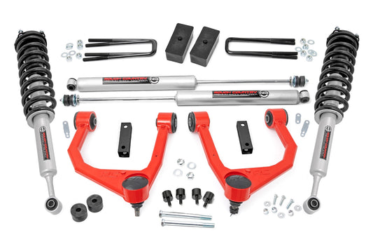 3.5 Inch Lift Kit N3 Struts Red Toyota Tundra 2WD/4WD (2007-2021) Rough Country