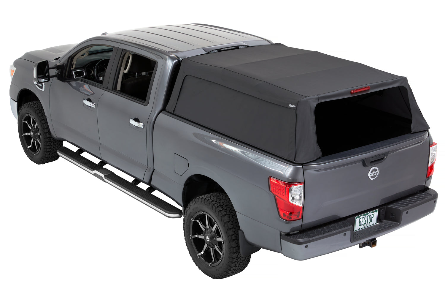 Bestop Supertop Truck Bed Cap 2 For Nissan 2004-2024 Titan Black Diamond PVC Coated Sailcloth No Drill Bestop