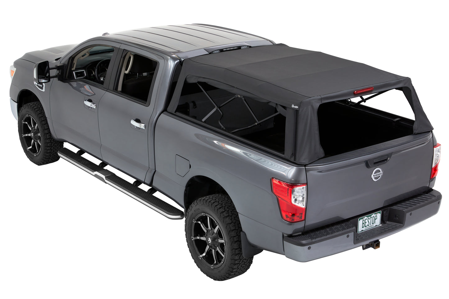 Bestop Supertop Truck Bed Cap 2 For Nissan 2004-2024 Titan Black Diamond PVC Coated Sailcloth No Drill Bestop