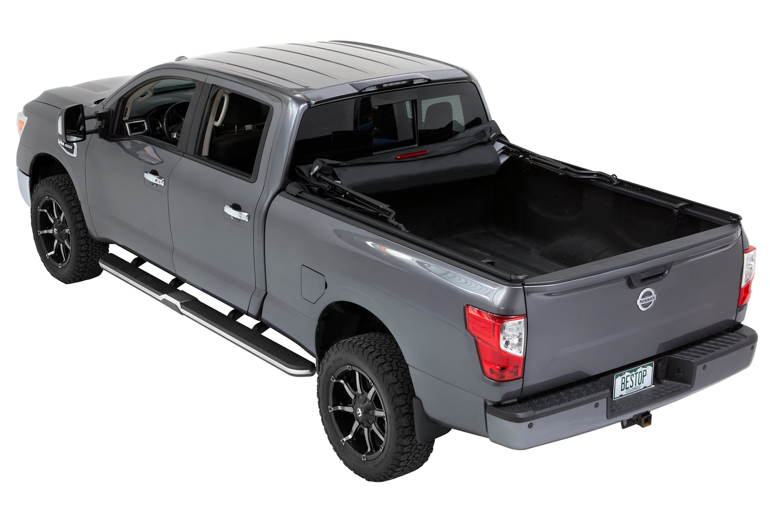 Bestop Supertop Truck Bed Cap 2 For Nissan 2004-2024 Titan Black Diamond PVC Coated Sailcloth No Drill Bestop