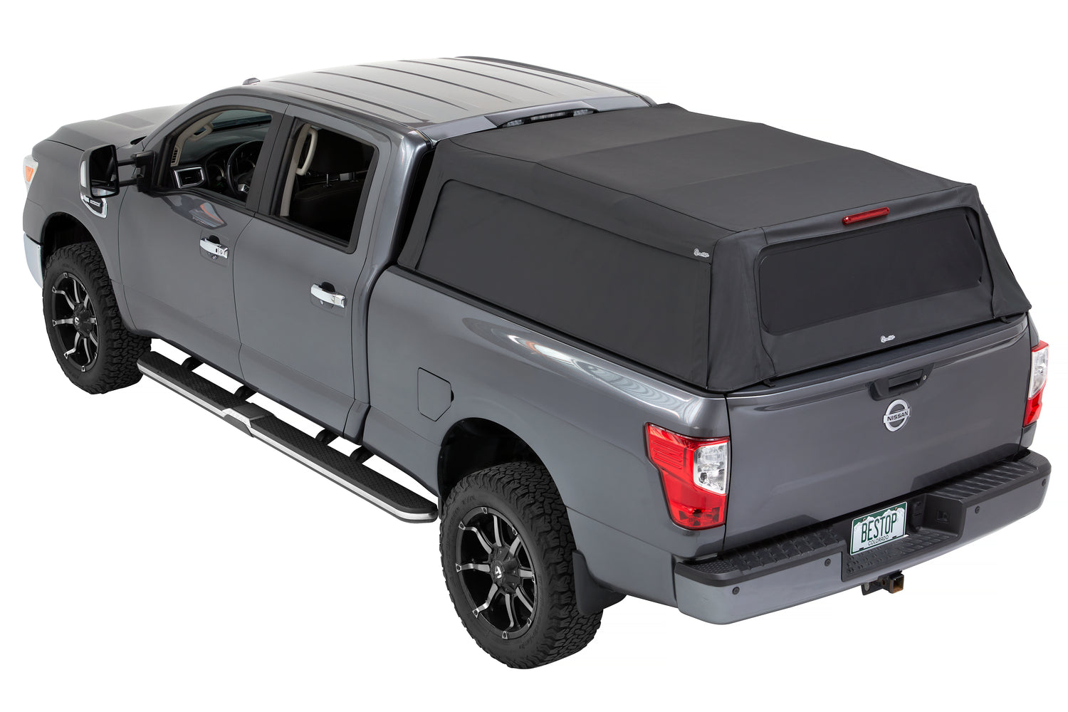 Bestop Supertop Truck Bed Cap 2 For Nissan 2004-2024 Titan Black Diamond PVC Coated Sailcloth No Drill Bestop
