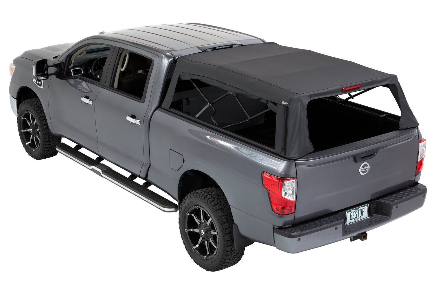 Bestop Supertop Truck Bed Cap 2 For Nissan 2004-2024 Titan Black Diamond PVC Coated Sailcloth No Drill Bestop