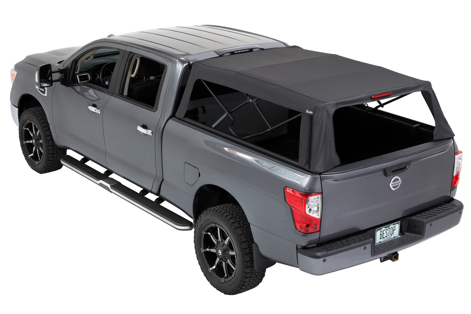 Bestop Supertop Truck Bed Cap 2 For Nissan 2004-2024 Titan Black Diamond PVC Coated Sailcloth No Drill Bestop