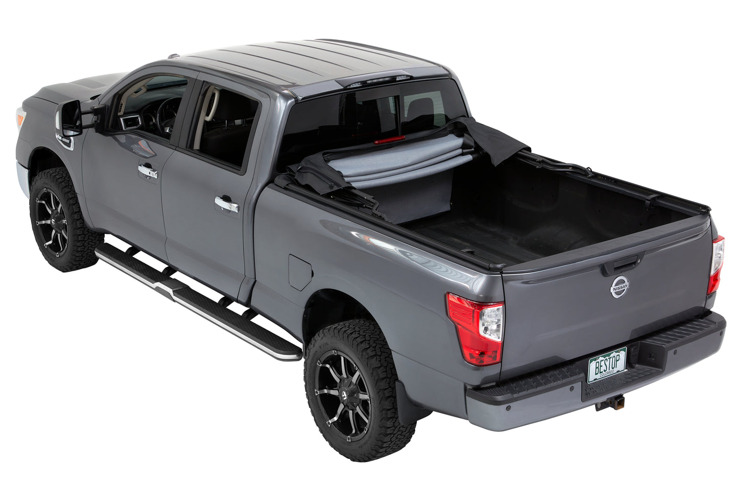 Bestop Supertop Truck Bed Cap 2 For Nissan 2004-2024 Titan Black Diamond PVC Coated Sailcloth No Drill Bestop