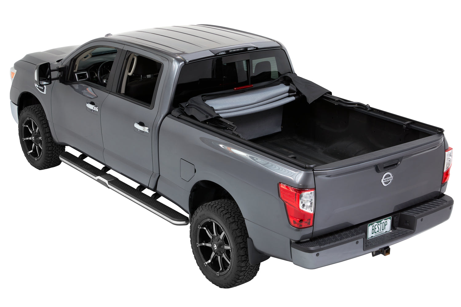 Bestop Supertop Truck Bed Cap 2 For Nissan 2004-2024 Titan Black Diamond PVC Coated Sailcloth No Drill Bestop