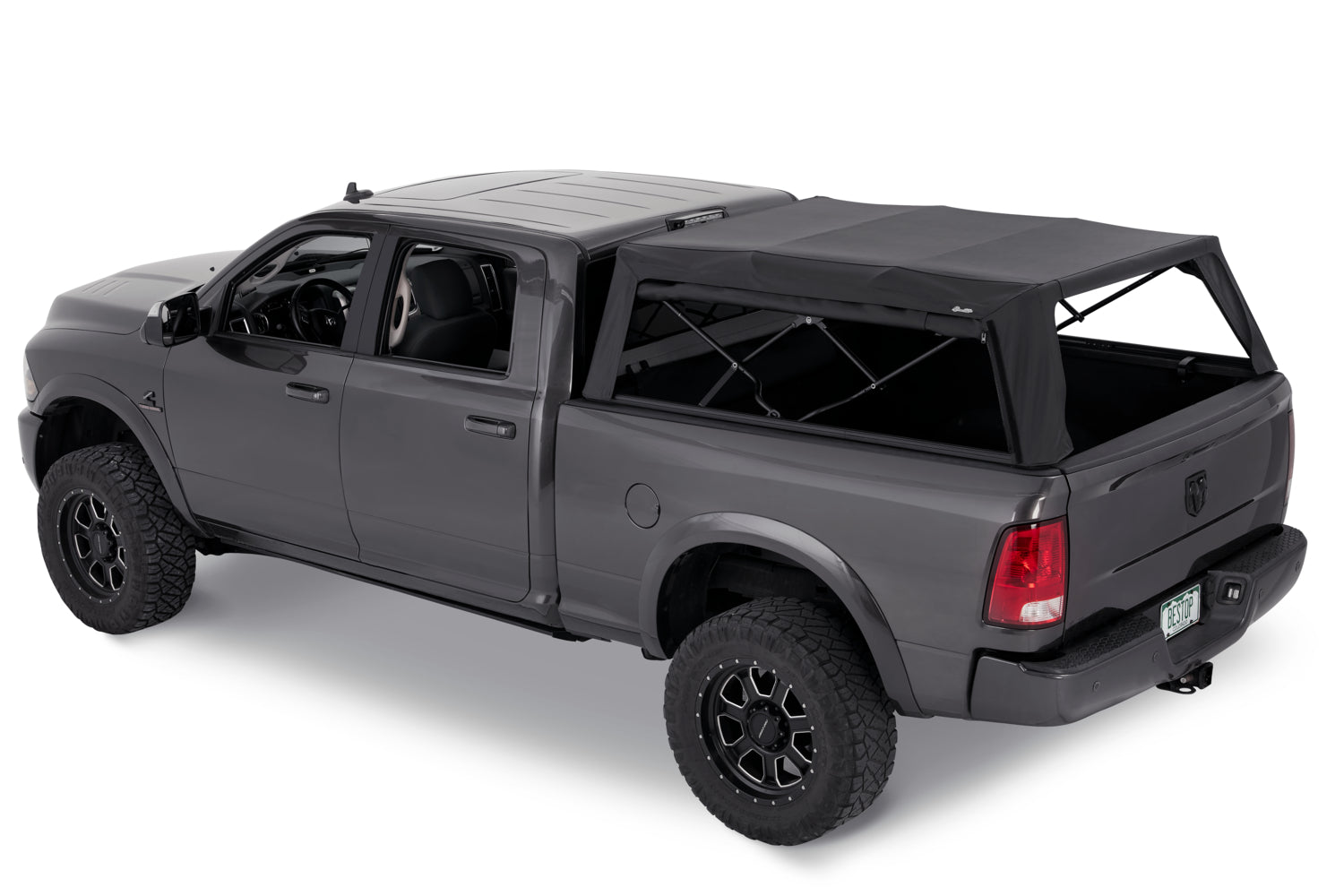 Bestop Supertop Truck Bed Cap 2 For Supertop for Truck 2 - '19-2024 Ram 1500 5.7 Foot Black Diamond PVC Coated Sailcloth No Drill Bestop