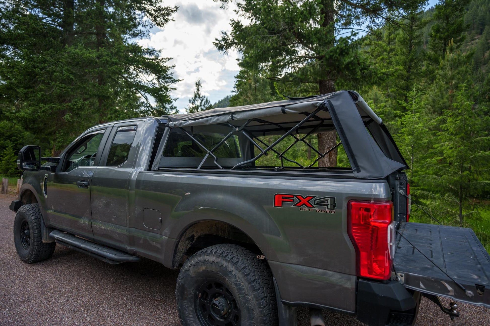 Bestop Supertop Truck Bed Cap 2 For Ford 2017-2024 F-250SD/F-350SD 6.8 Foot Black Diamond PVC Coated Sailcloth No Drill Bestop