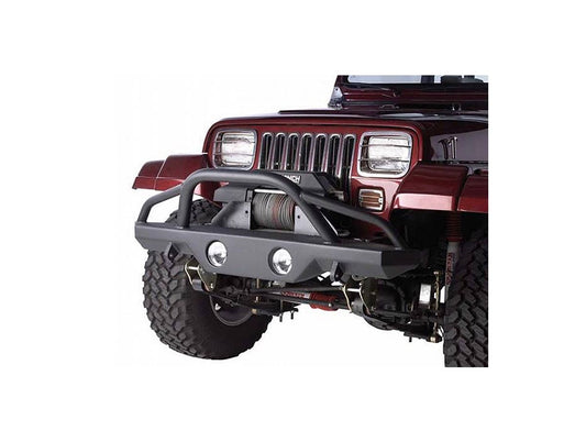 Recovery Front Bumper with Stinger for 1976-1983 Jeep CJ5, 1976-1986 Jeep CJ7, 1997-2006 Jeep Wrangler TJ, 1987-1995 Jeep Wrangler YJ, Textured Black Rampage