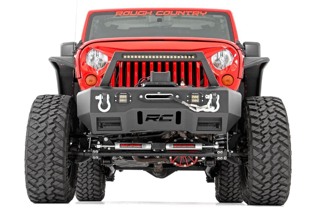 Rough Country 4.0 Inch Jeep Long Arm Suspension Lift Kit w/ Vertex Adjustable Reservoir Shocks 07-11 Wrangler JK 4-door Rough Country