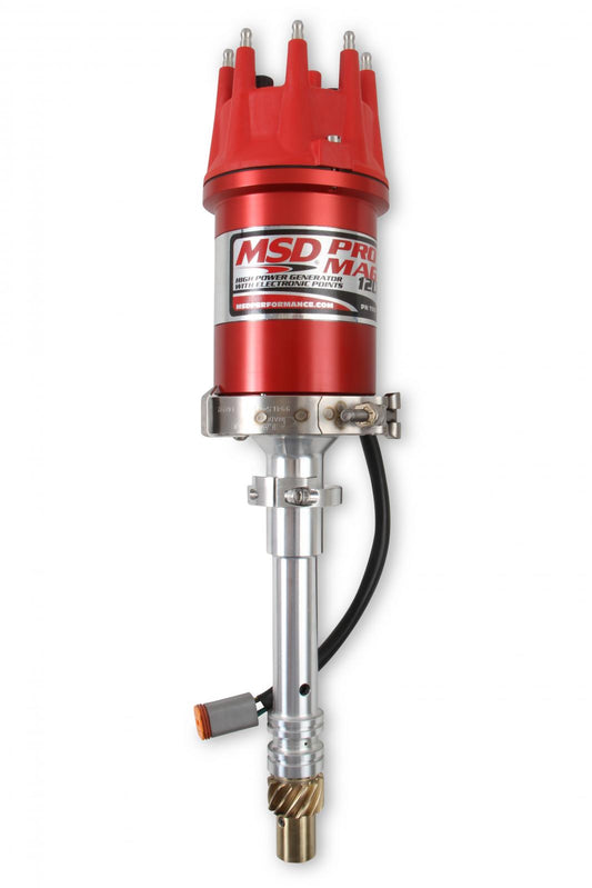 Pro Mag 12Lt Generator, Chevy, Red Supplied With A Bronze Gear, Band Clamp, Cap And Rotor MSD Ignition