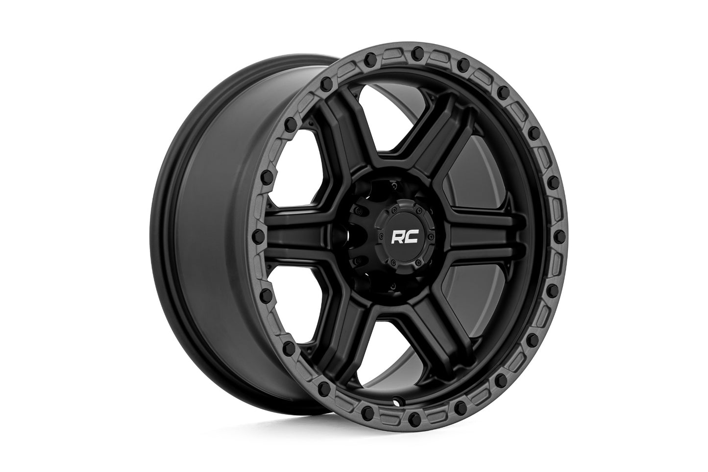 79 Series Wheel One-Piece Semi Gloss Black w/Gunmetal Ring 17x8.5 6x5.5 0mm Rough Country-2