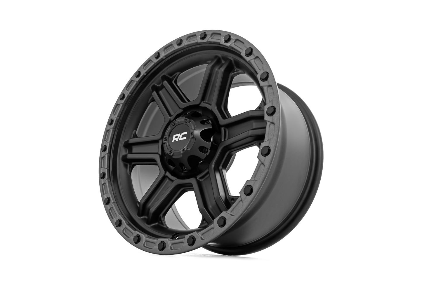 79 Series Wheel One-Piece Semi Gloss Black w/Gunmetal Ring 17x8.5 6x5.5 0mm Rough Country-3