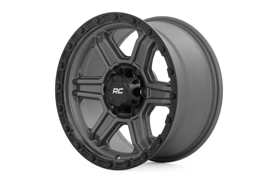 79 Series Wheel One-Piece Gunmetal Gray w/Black Ring 17x8.5 6x5.5 0mm Rough Country