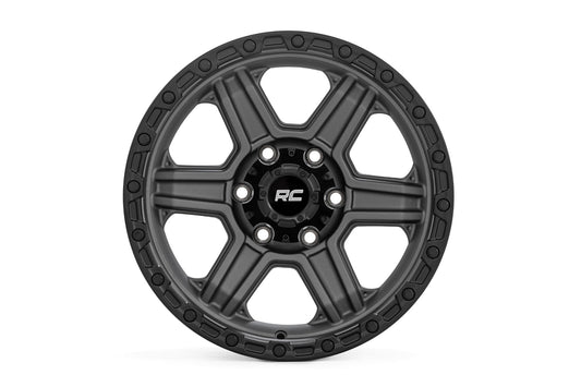 79 Series Wheel One-Piece Gunmetal Gray w/Black Ring 17x8.5 6x5.5 0mm Rough Country-1