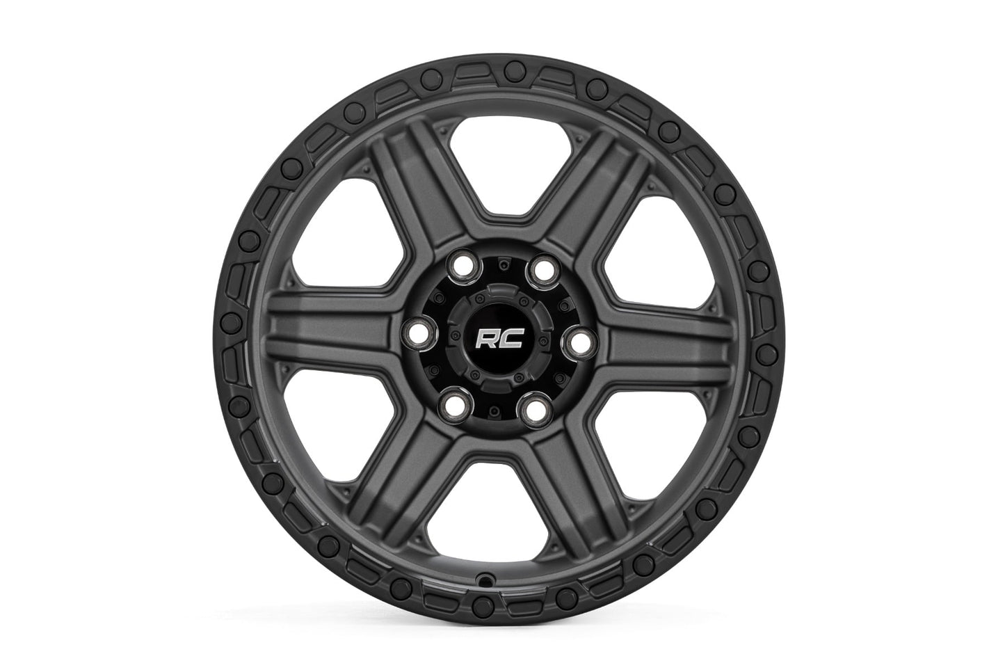 79 Series Wheel One-Piece Gunmetal Gray w/Black Ring 17x8.5 6x5.5 0mm Rough Country-1