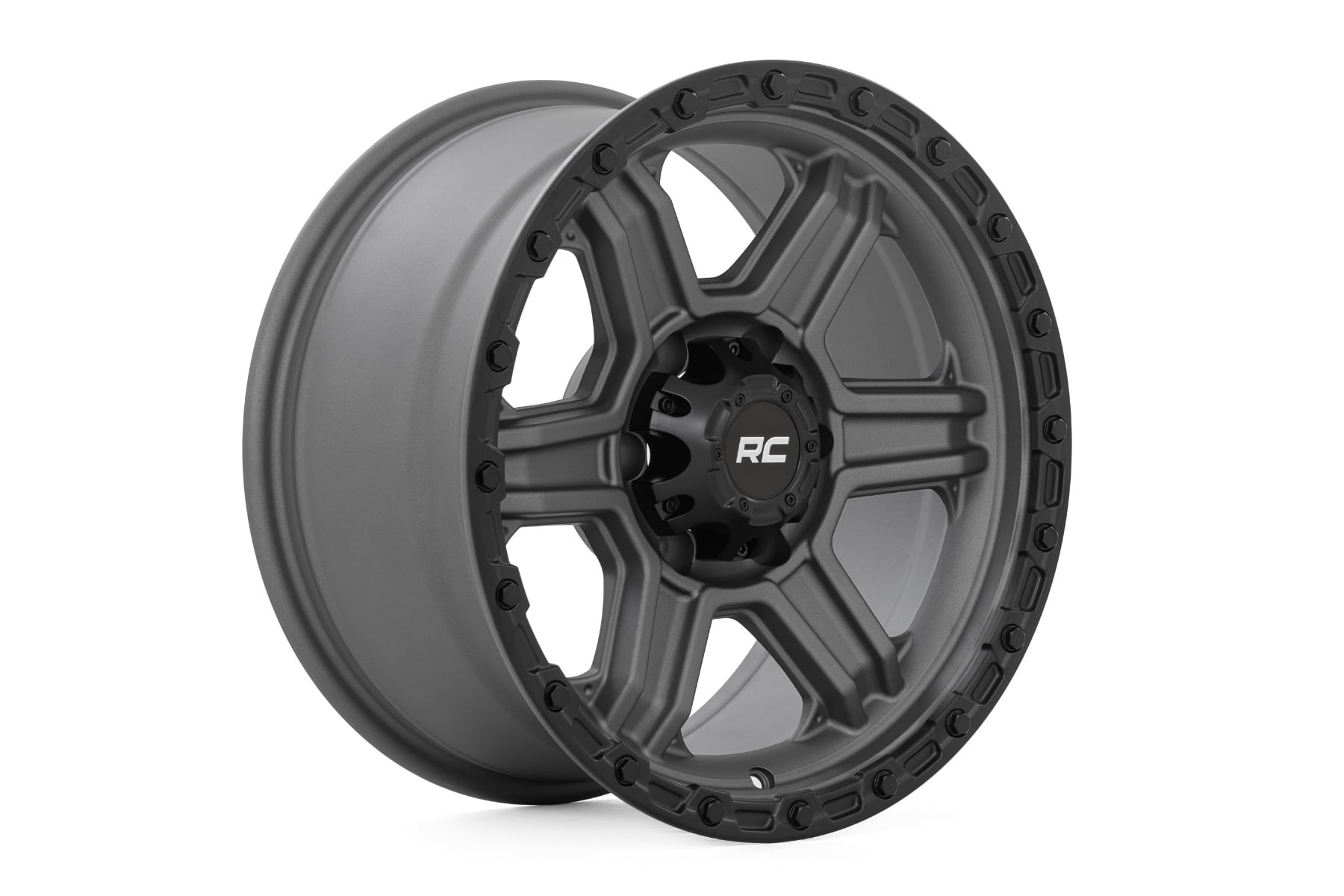 79 Series Wheel One-Piece Gunmetal Gray w/Black Ring 17x8.5 6x5.5 0mm Rough Country-2