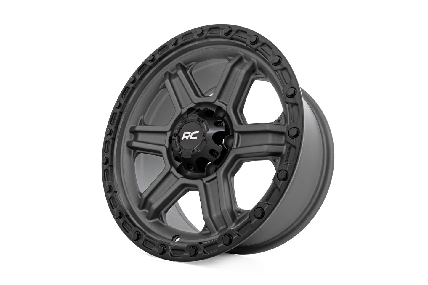 79 Series Wheel One-Piece Gunmetal Gray w/Black Ring 17x8.5 6x5.5 0mm Rough Country-3
