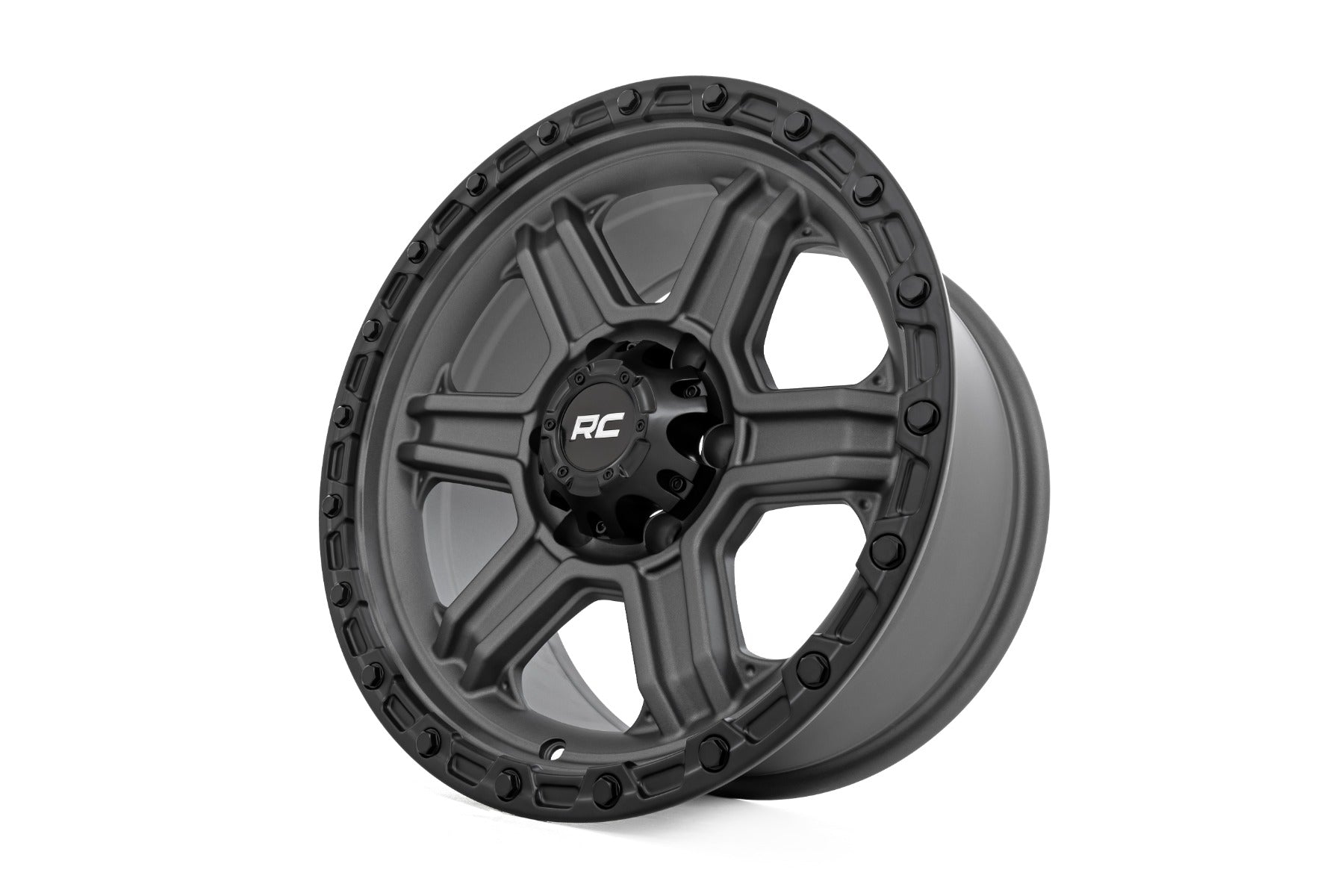 79 Series Wheel One-Piece Gunmetal Gray w/Black Ring 17x8.5 6x5.5 0mm Rough Country-3