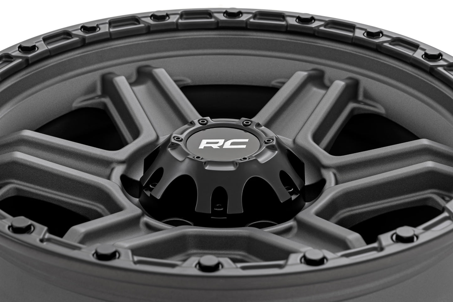 79 Series Wheel One-Piece Gunmetal Gray w/Black Ring 17x8.5 6x5.5 0mm Rough Country-4