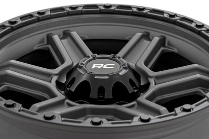 79 Series Wheel One-Piece Gunmetal Gray w/Black Ring 17x8.5 6x5.5 0mm Rough Country-4