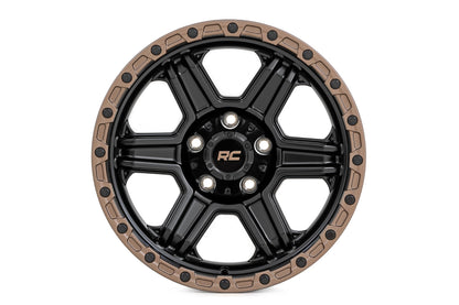 79 Series Wheel One-Piece Semi Gloss Black w/Bronze Ring 18x9 Rough Country-13
