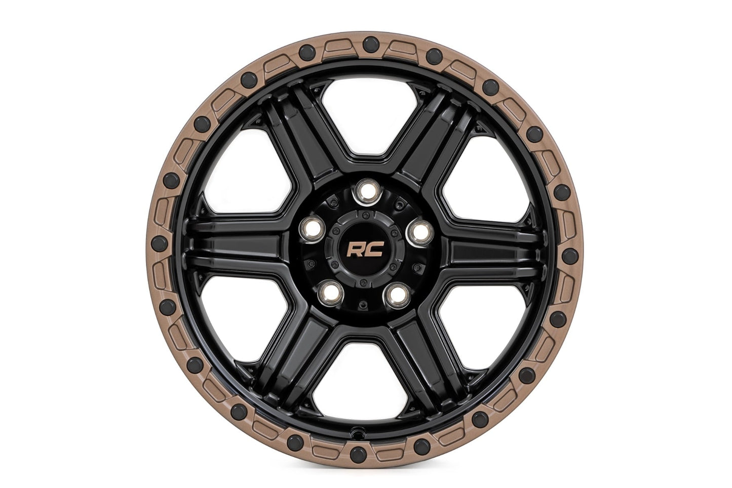 79 Series Wheel One-Piece Semi Gloss Black w/Bronze Ring 18x9 Rough Country-31