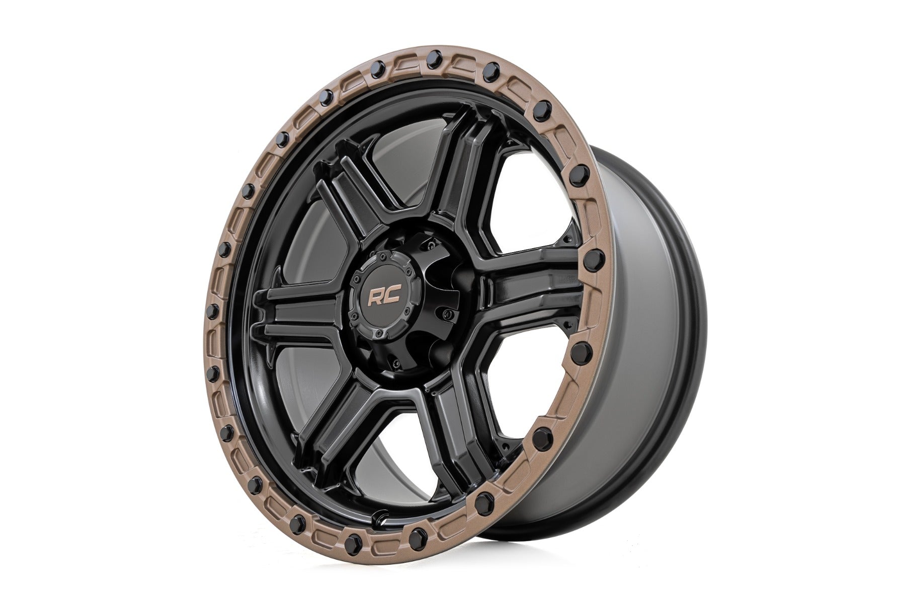 79 Series Wheel One-Piece Semi Gloss Black w/Bronze Ring 18x9 Rough Country-50
