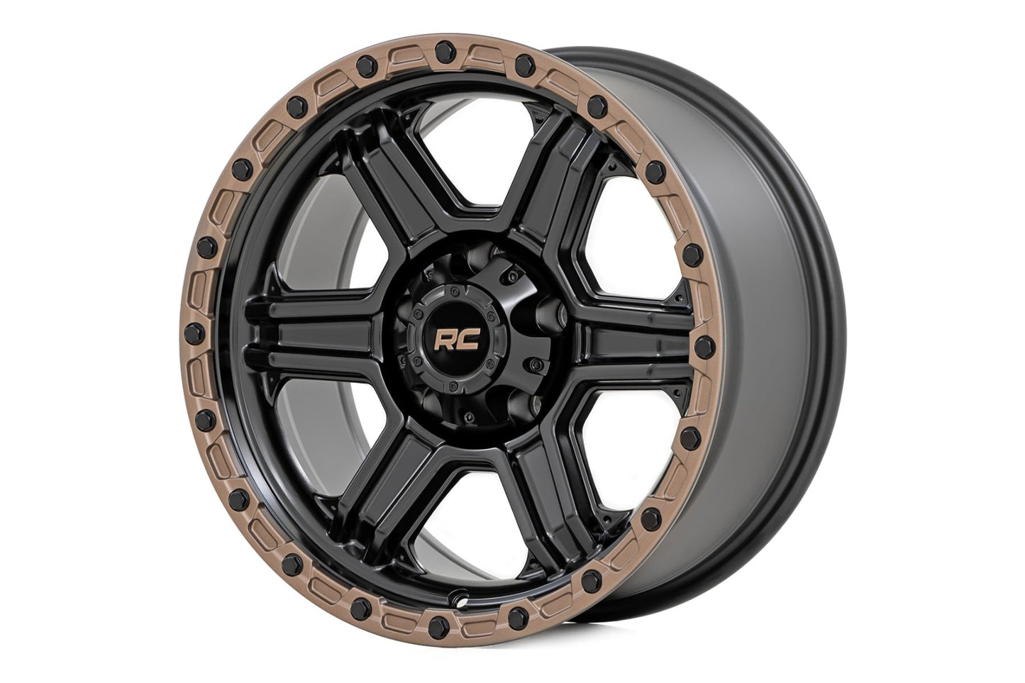 79 Series Wheel One-Piece Semi Gloss Black w/Bronze Ring 18x9 Rough Country