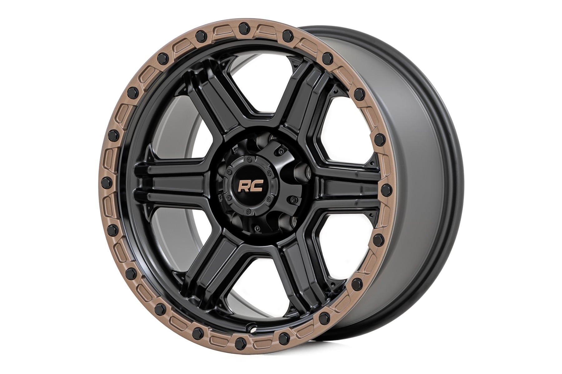 79 Series Wheel One-Piece Semi Gloss Black w/Bronze Ring 18x9 Rough Country