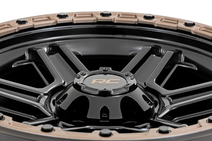 79 Series Wheel One-Piece Semi Gloss Black w/Bronze Ring 18x9 Rough Country-4