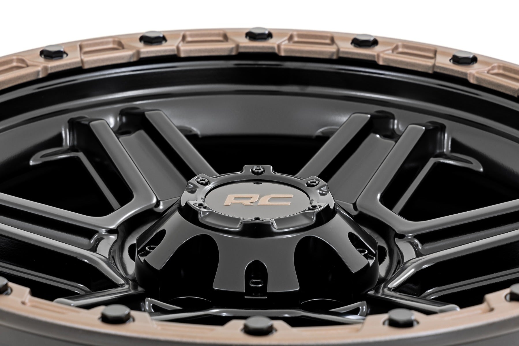 79 Series Wheel One-Piece Semi Gloss Black w/Bronze Ring 18x9 Rough Country-40