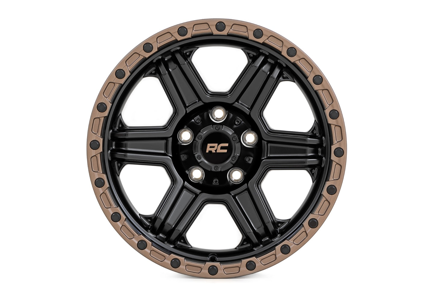 79 Series Wheel One-Piece Semi Gloss Black w/Bronze Ring 18x9 Rough Country-43