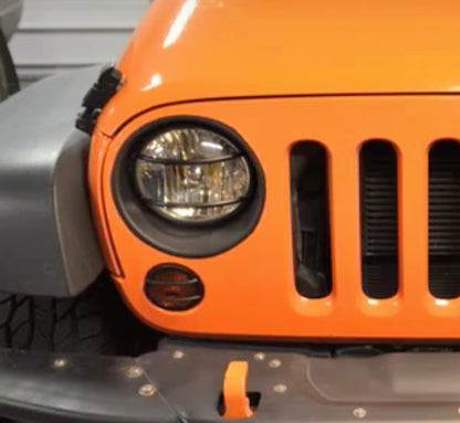 Jeep JK Front Marker Covers Pair 07-18 Wrangler JK Textured Black Kentrol-4