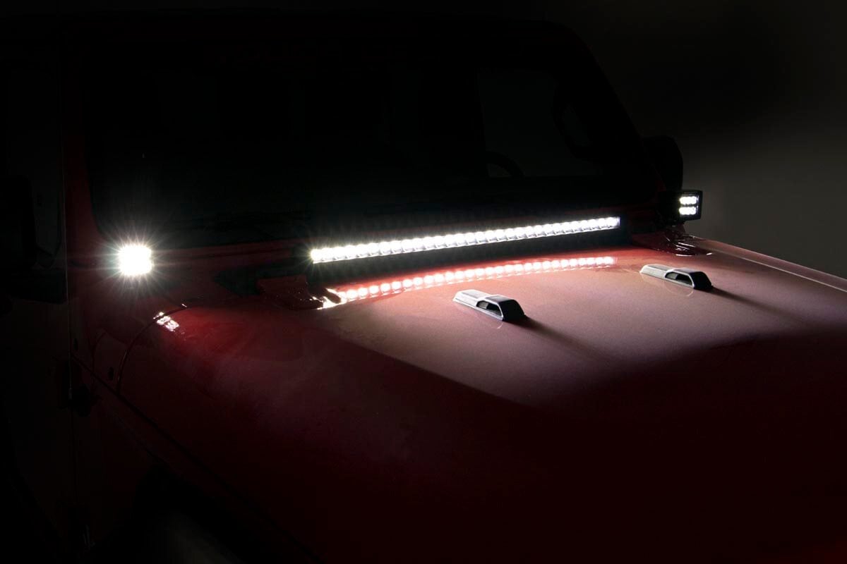 LED Hood Kit 30 Inch Spectrum Series Jeep Gladiator JT/Wrangler JL (18-26) Rough Country-5
