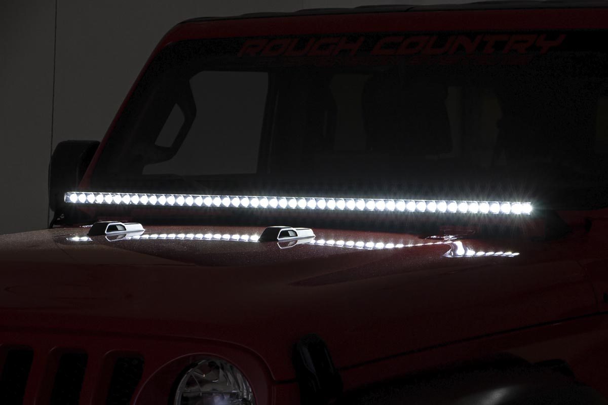 LED Light Kit Cowl Mount 50 Inch Spectrum Single Row Jeep Gladiator JT/Wrangler JL (18-26) Rough Country-3