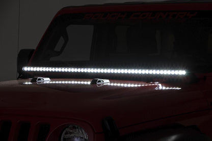 LED Light Kit Cowl Mount 50 Inch Spectrum Single Row Jeep Gladiator JT/Wrangler JL (18-26) Rough Country-3