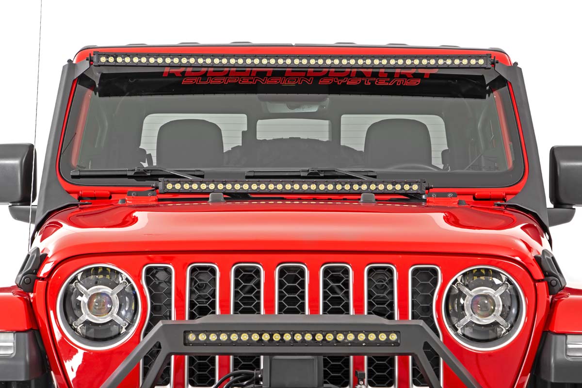 LED Light Kit Windshield 50 Inch Spectrum Dual Row Jeep Gladiator JT/Wrangler JL (18-26) Rough Country-5