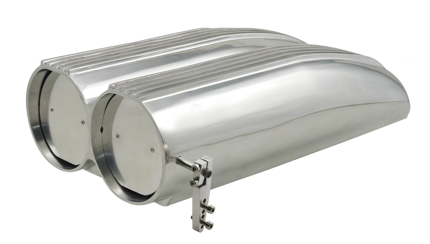 Air Scoop Double Barrel Shotgun Style Scoop Polished Aluminum Fits Single or Dual 4-Barrel Carburetors Mr Gasket-1