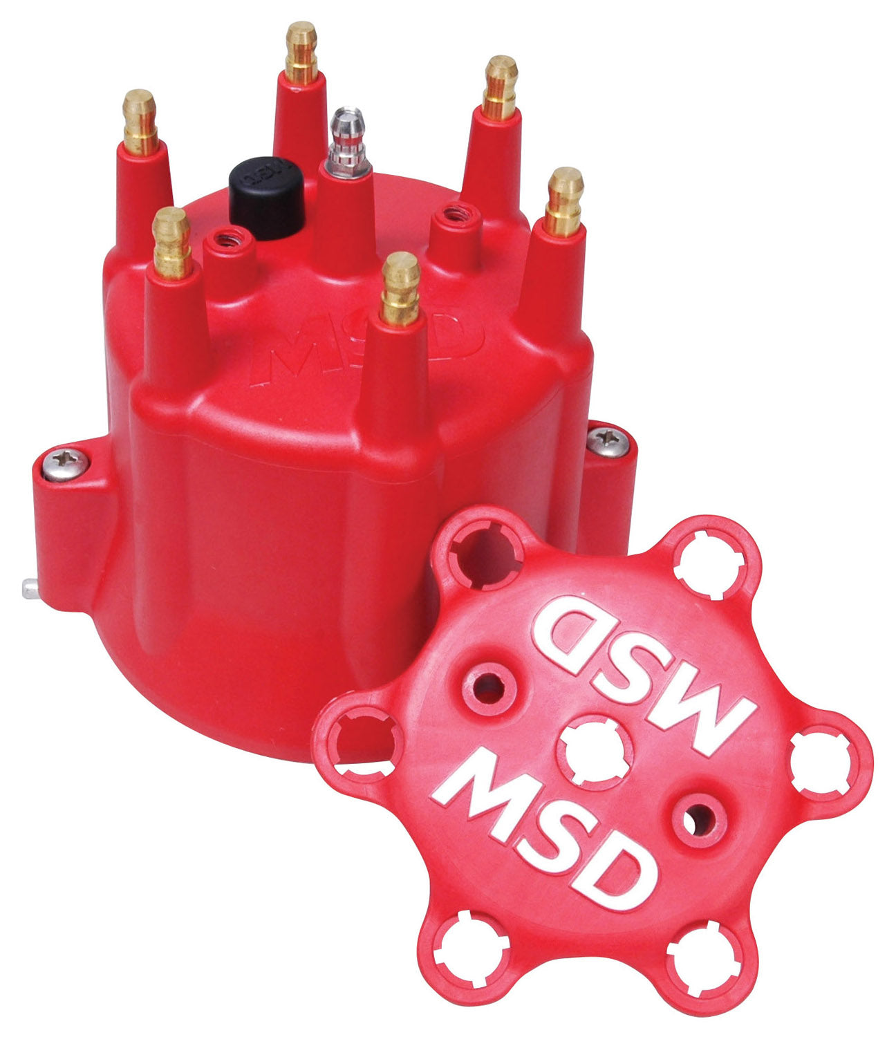 Chevy 6 Cylinder Hei Distributor Cap W/Retainer These Caps Are Injection Molded From Dupont Rynite Material And Feature Spark Plug-Style Terminals MSD Ignition