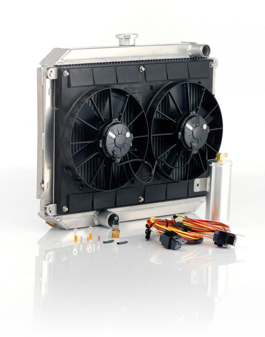 Downflow Radiator Module Direct-Fit Natural Finish for 67-70 Ford Mustang, Mercury Cougar w/Std Trans Radiator Be Cool-1