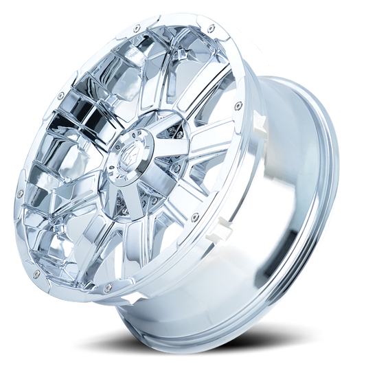 Offroad Chaos 8030 CH 20x12 Chrome -44 Off Set 8 Lug 4.77 BSM 124.1 Bore Cast Aluminum Mayhem Wheels