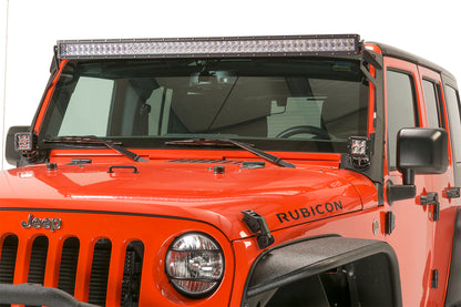 Jeep JK Euro Headlight Guards Pair 07-18 Wrangler JK Textured Black Kentrol-5