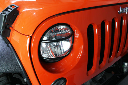 Jeep JK Euro Headlight Guards Pair 07-18 Wrangler JK Textured Black Kentrol-6