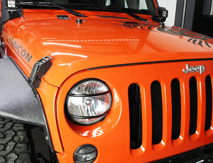 Jeep JK Euro Headlight Guards Pair 07-18 Wrangler JK Textured Black Kentrol-7