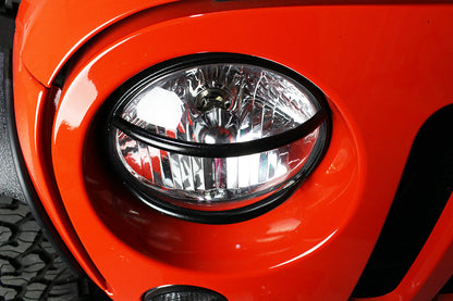 Jeep JK Euro Headlight Guards Pair 07-18 Wrangler JK Textured Black Kentrol-8