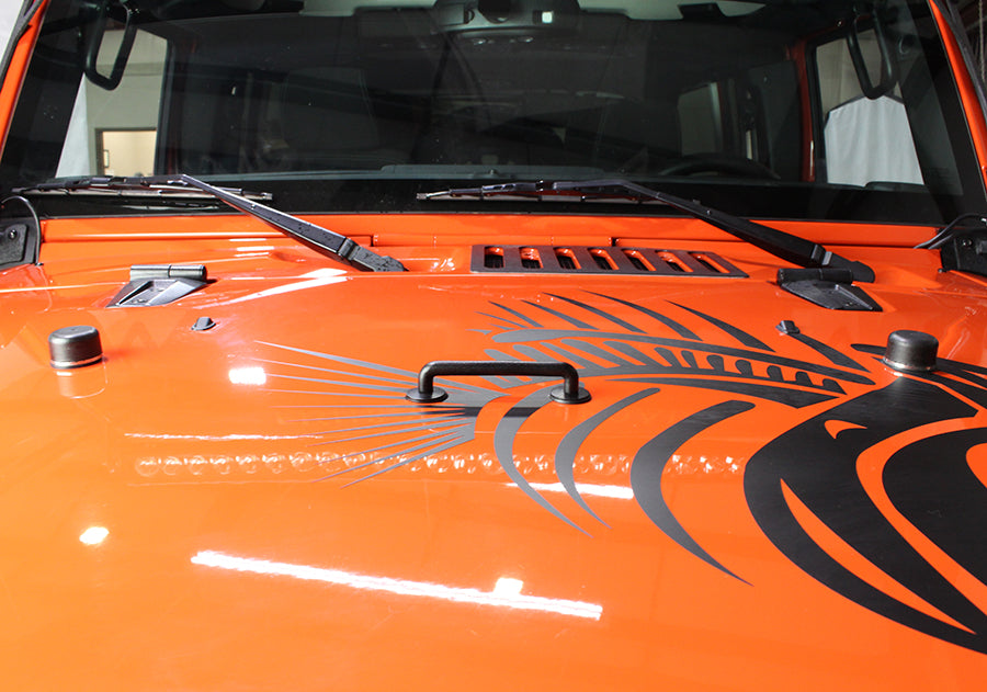 Kentrol Jeep JK Hood Kit Without Hood Catch 07-18 Wrangler JK Textured Black Kentrol