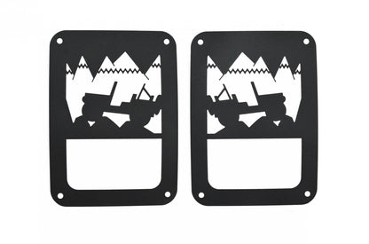 Jeep JK Heritage Taillight Guard 07-18 Wrangler JK Textured Black Kentrol-2