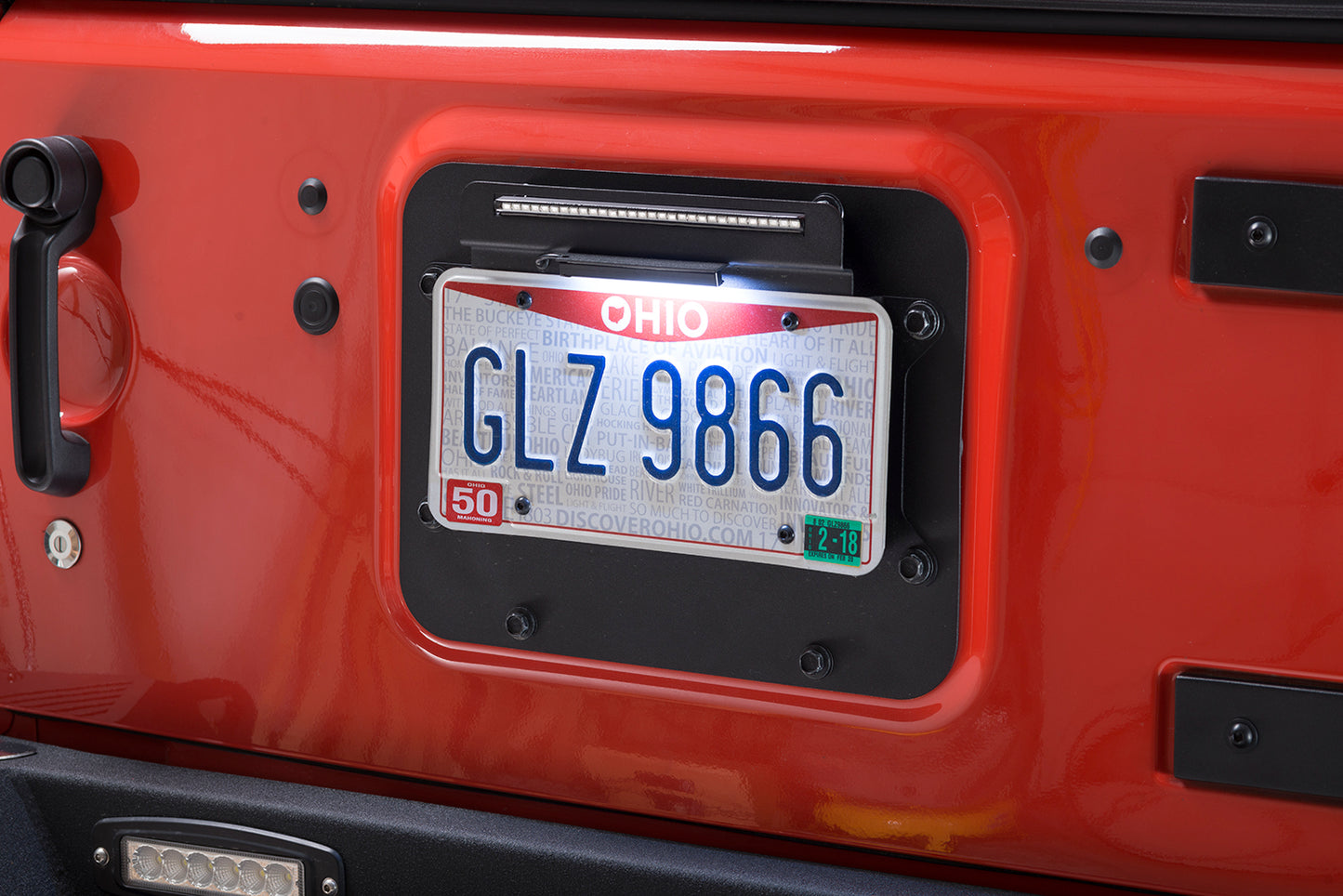 Kentrol Jeep JK BackSide License Plate Mount with LED's 07-18 Wrangler JK Textured Black Kentrol